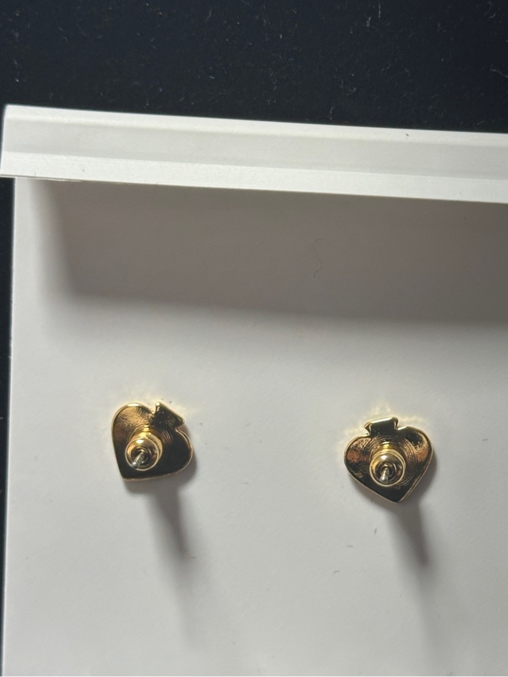 Kate Spade New York Gold Open Heart Stud Earrings | White Enamel | - Picture 2 of 3